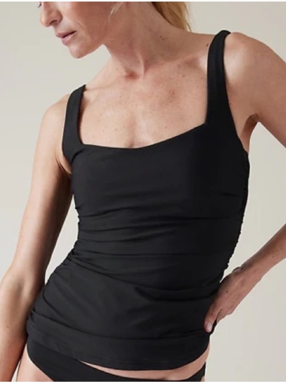 Athleta Square Neck Bra Cup Tankini NWT Black 34D/DD